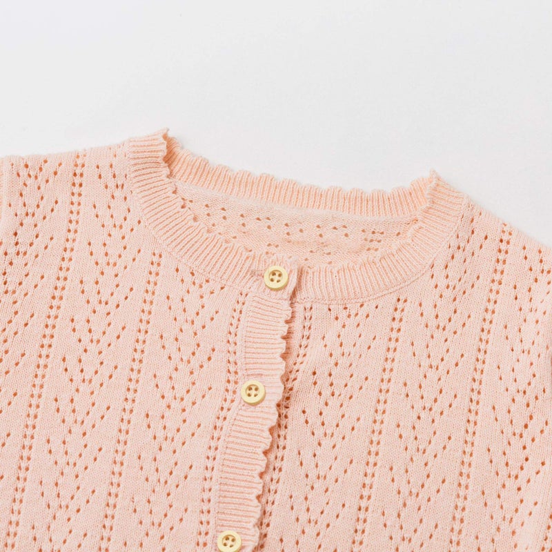 Simplee kids Baby Girl Thin Sweater Solid Cardigans Baby Girls Long Sleeve Coat Cardigan for Spring 2-3 Years - Image 5
